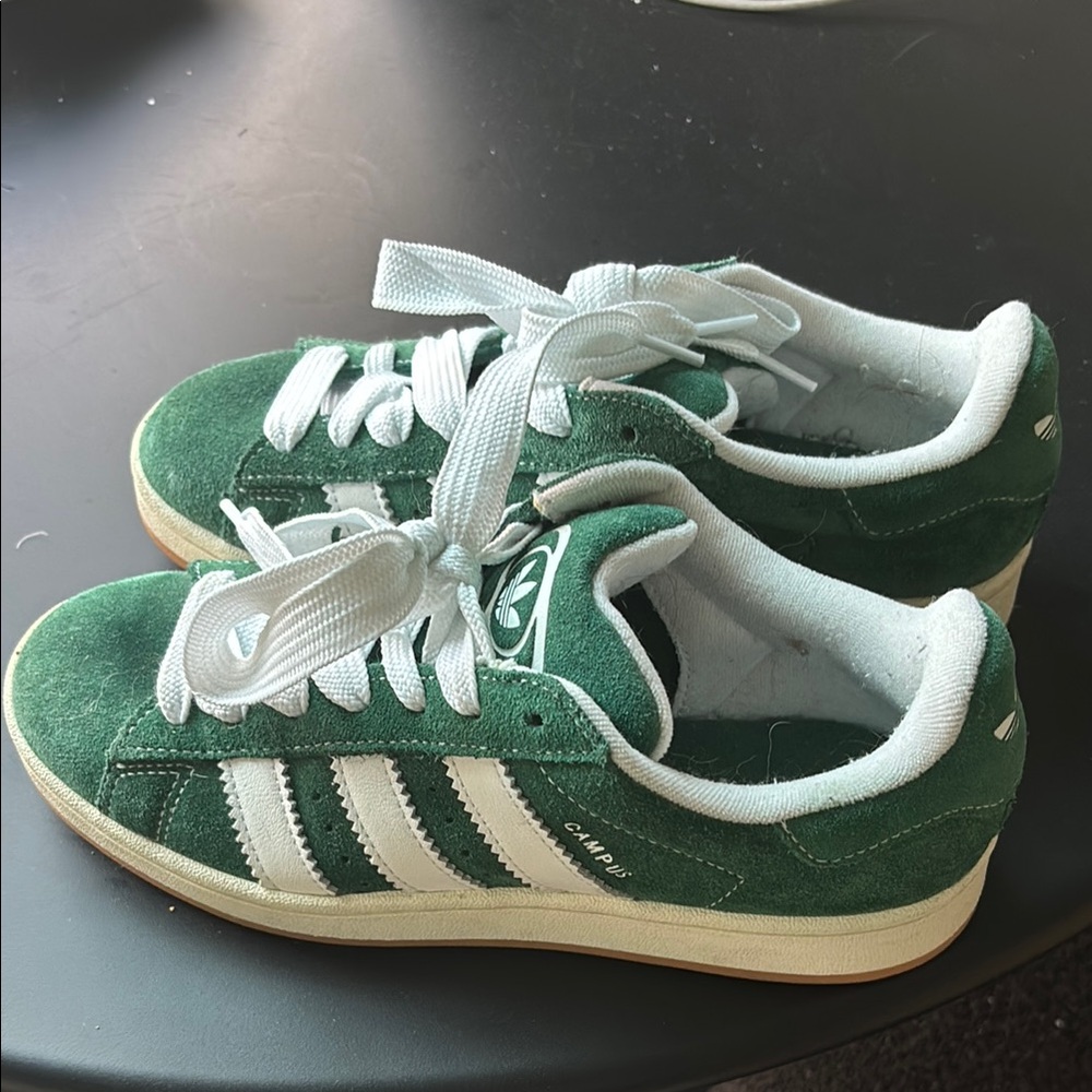 Adidas Campus Green and White Sneakers